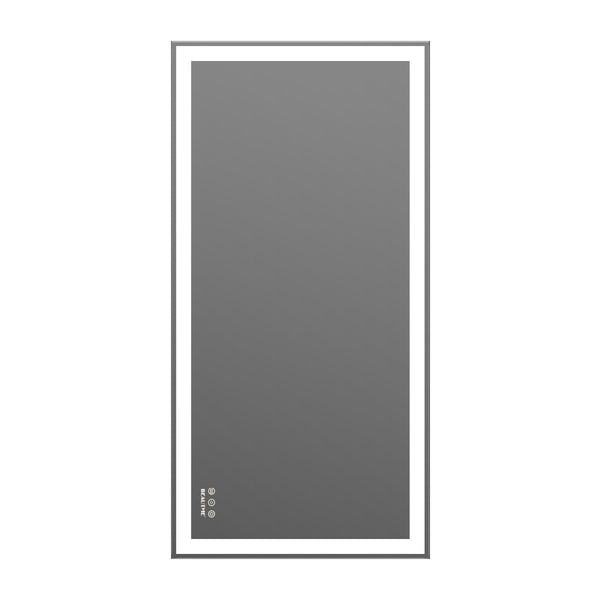 English Elm 48x24 LED Bathroom Vanity Mirror Silver Frame with Anti-Fog, Touch Dimmer, Memory, IP44 Waterproof Tray Shelf W70832310