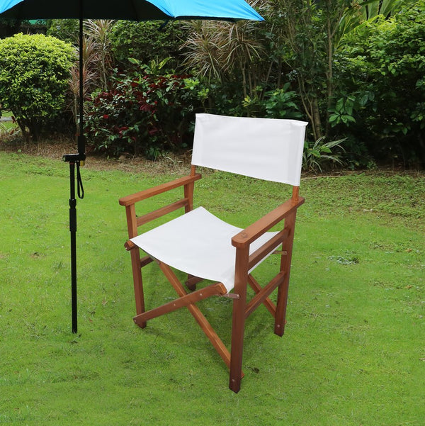 English Elm Folding Populus Wood Director Chair with Breathable Canvas Seat, Durable Foldable Design for Events Natural W49532122