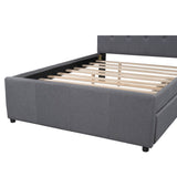 Hearth and Haven Linen Upholstered Twin Size Platform Bed with Headboard and 2 Drawers, Grey GX000505AAE