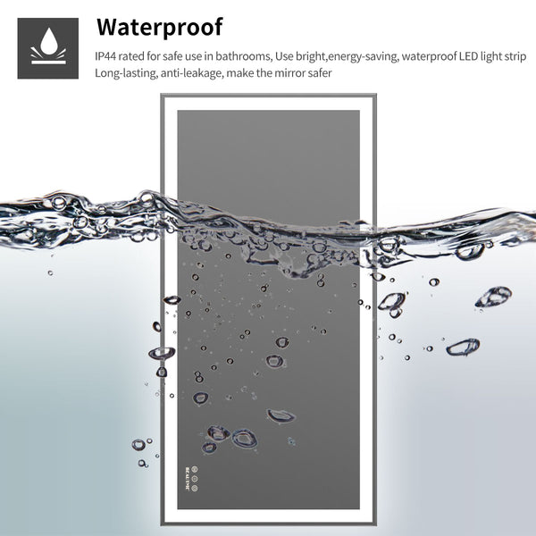 English Elm 48x24 LED Bathroom Vanity Mirror Silver Frame with Anti-Fog, Touch Dimmer, Memory, IP44 Waterproof Tray Shelf W70832310