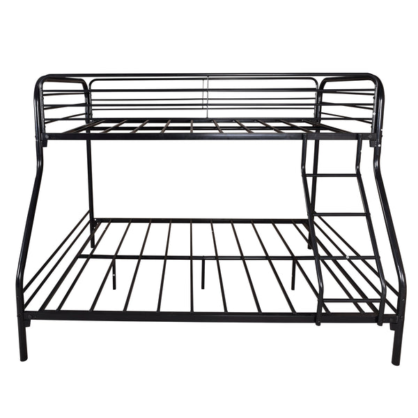 English Elm Heavy Heavy Duty Twin-Over-Full Metal Bunk Bed Frame, 20% Stronger Noise-Free Platform, Black with 9.25" Under-Storage Space W840127266