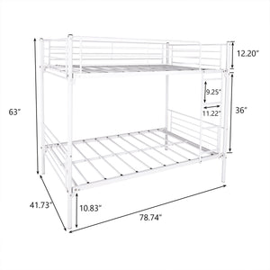 English Elm Twin-Over-Twin Metal Bunk Bed with Ladder, Full Guardrails, Space-Saving Underbed Storage, White W84034153