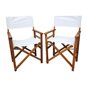 English Elm Folding Populus Wood Director Chair with Breathable Canvas Seat, Durable Foldable Design for Events Natural W49532122