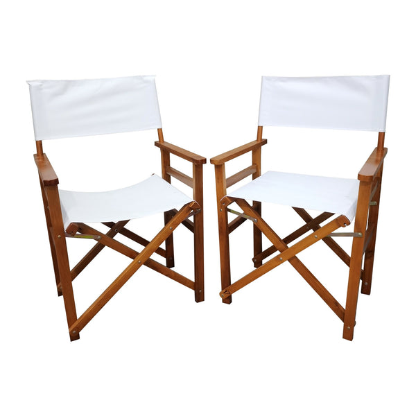 English Elm Folding Populus Wood Director Chair with Breathable Canvas Seat, Durable Foldable Design for Events Natural W49532122