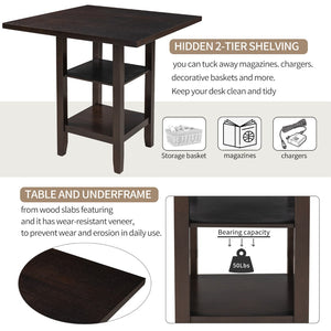 English Elm Trexm Rubberwood Counter Height Dining Set Espresso Finish Upholstered Chairs ST000034AAP