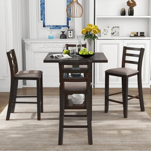 English Elm Trexm Rubberwood Counter Height Dining Set Espresso Finish Upholstered Chairs ST000034AAP