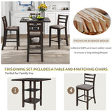 Hearth and Haven Perry 5 Piece Dining Table Set with Padded Chairs and Storage Shelving, Espresso