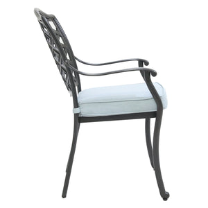 English Elm Dining Arm Chair Light Blue Set of 2 - Weather-Resistant Aluminum Patio Seats with Removable Cushions, 250lb Capacity ABQ-AHF-LD15727-1