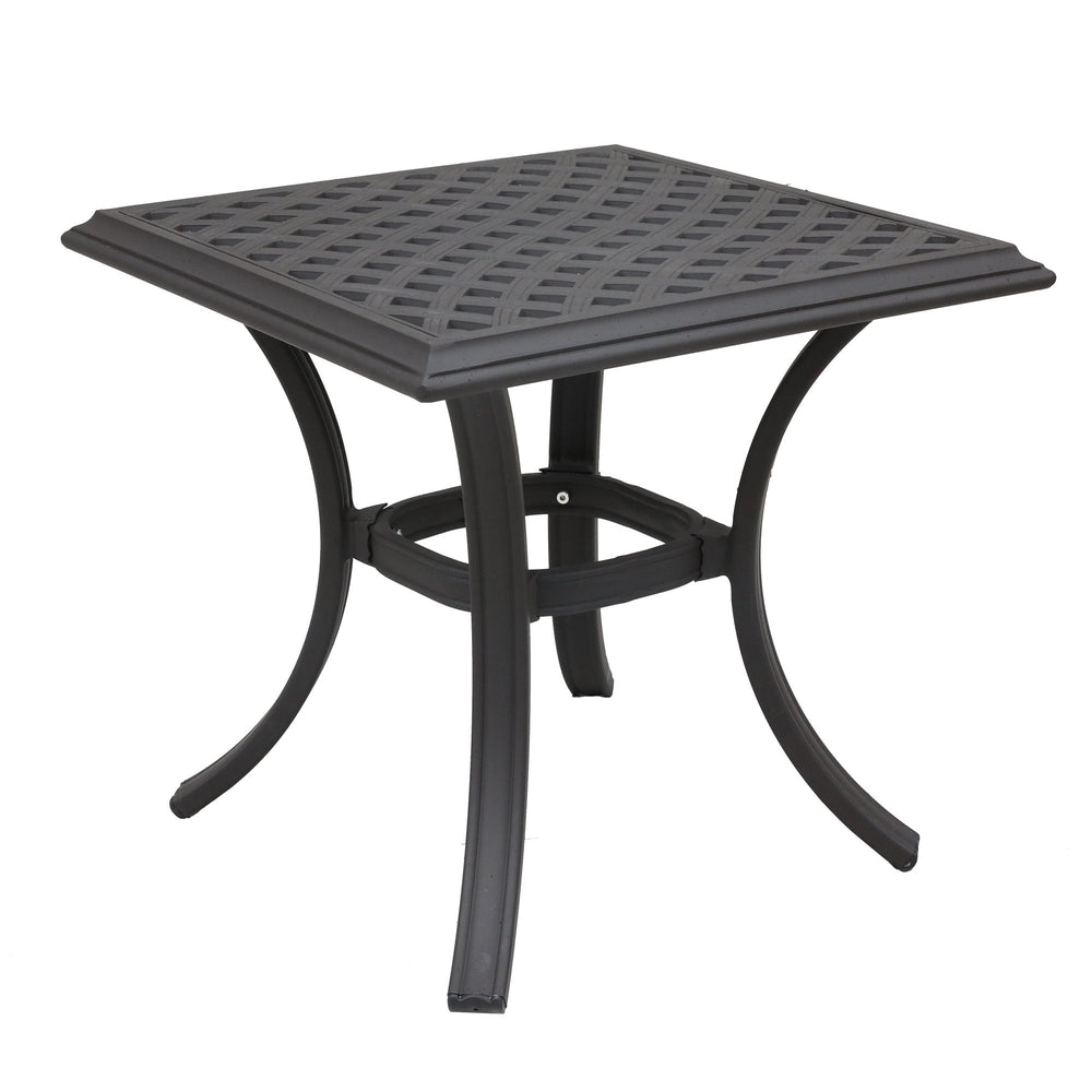 English Elm End Table Espresso Brown - 22" Square Weather-Resistant Aluminum Patio Table, Lattice Top, 100 lb Capacity ABQ-AHF-LD7289E-21