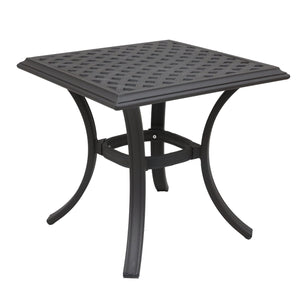 English Elm End Table Espresso Brown - 22" Square Weather-Resistant Aluminum Patio Table, Lattice Top, 100 lb Capacity ABQ-AHF-LD7289E-21
