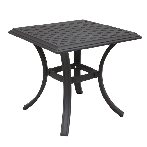 English Elm End Table Espresso Brown - 22" Square Weather-Resistant Aluminum Patio Table, Lattice Top, 100 lb Capacity ABQ-AHF-LD7289E-21