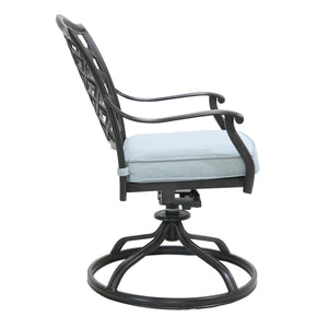 English Elm Dining Swivel Chair Light Blue Set of 2 - Weather-Resistant Aluminum Patio Seats with Swivel Rocking Comfort and Removable Cushions ABQ-AHF-LD15727-11