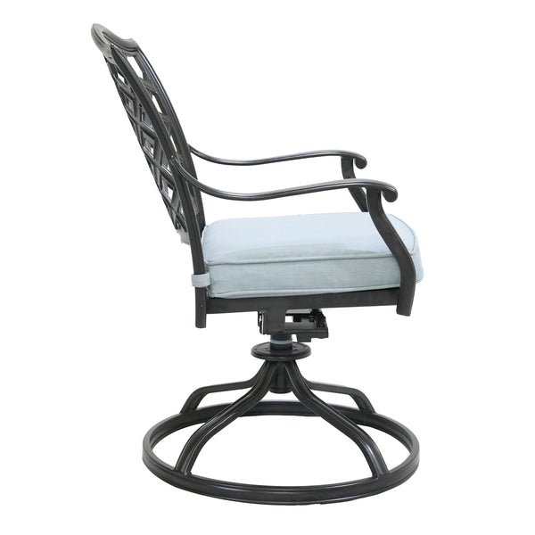 English Elm Dining Swivel Chair Light Blue Set of 2 - Weather-Resistant Aluminum Patio Seats with Swivel Rocking Comfort and Removable Cushions ABQ-AHF-LD15727-11