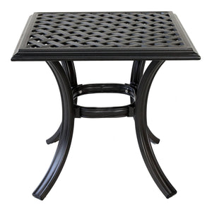 English Elm End Table Espresso Brown - 22" Square Weather-Resistant Aluminum Patio Table, Lattice Top, 100 lb Capacity ABQ-AHF-LD7289E-21