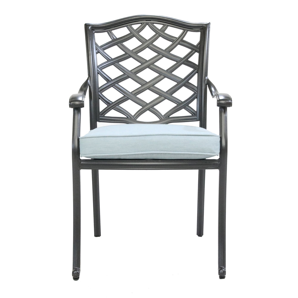 English Elm Dining Arm Chair Light Blue Set of 2 - Weather-Resistant Aluminum Patio Seats with Removable Cushions, 250lb Capacity ABQ-AHF-LD15727-1