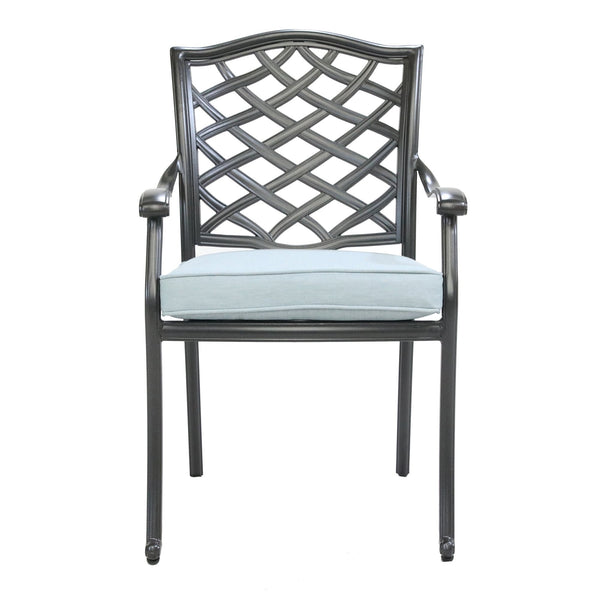 English Elm Dining Arm Chair Light Blue Set of 2 - Weather-Resistant Aluminum Patio Seats with Removable Cushions, 250lb Capacity ABQ-AHF-LD15727-1