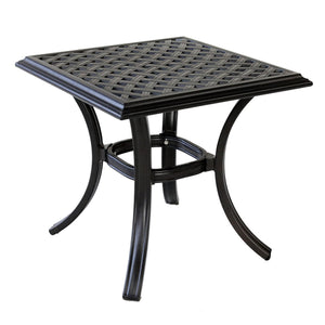 English Elm End Table Espresso Brown - 22" Square Weather-Resistant Aluminum Patio Table, Lattice Top, 100 lb Capacity ABQ-AHF-LD7289E-21
