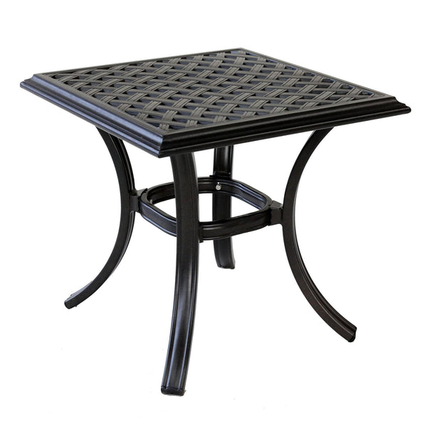 English Elm End Table Espresso Brown - 22" Square Weather-Resistant Aluminum Patio Table, Lattice Top, 100 lb Capacity ABQ-AHF-LD7289E-21
