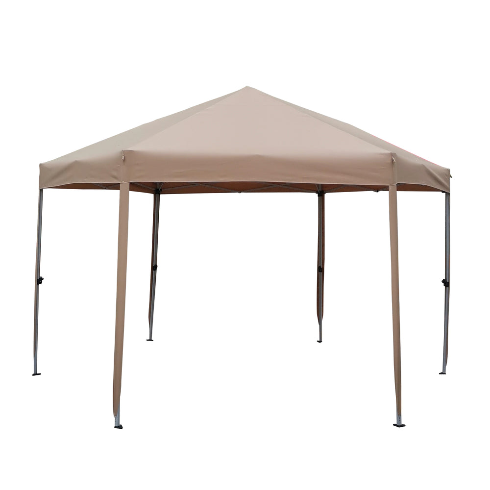 English Elm 13 Ft. Pop-Up Gazebo 13x13x9.2ft Hexagonal Steel Frame Patio Canopy with Mesh Walls & Bag W65632229