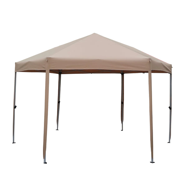 English Elm 13 Ft. Pop-Up Gazebo 13x13x9.2ft Hexagonal Steel Frame Patio Canopy with Mesh Walls & Bag W65632229