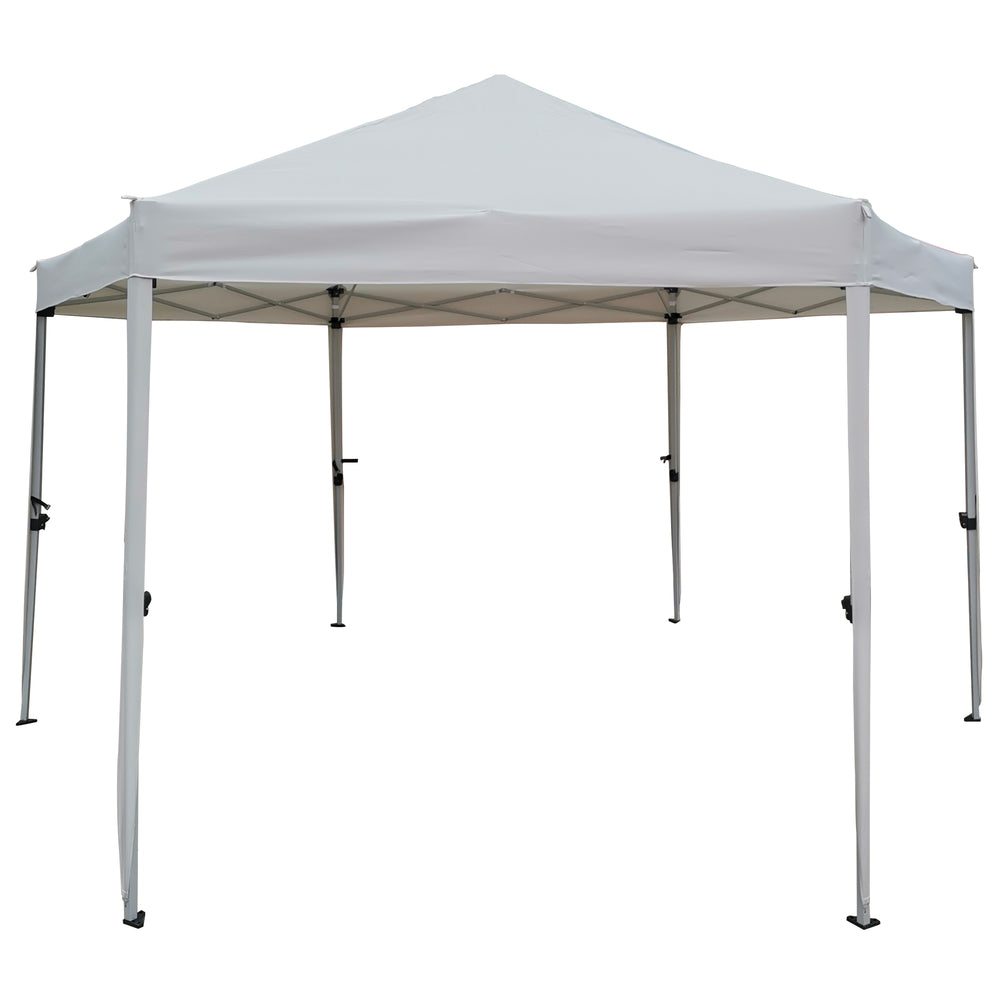 English Elm 13 13 Ft Pop-Up Gazebo Tent - 6-Sided Hexagonal Steel Frame, Mesh Screens, Side Walls, Wheeled Bag W65632230