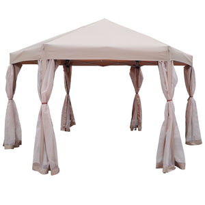 English Elm 13 Ft. Pop-Up Gazebo 13x13x9.2ft Hexagonal Steel Frame Patio Canopy with Mesh Walls & Bag W65632229