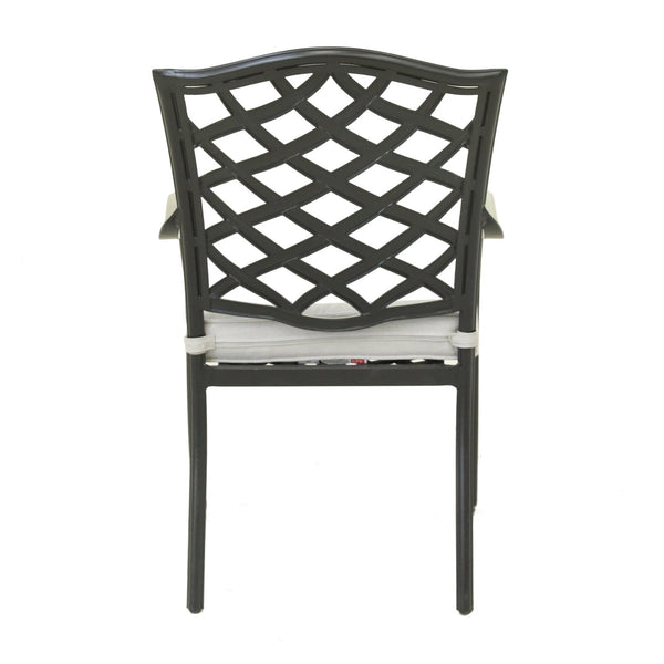 English Elm Dining Arm Chair Cast Silver Set of 2 — Weather-Resistant Aluminum Patio Chairs with Removable Cushions, 250lb Capacity ABQ-AHF-LD15727-1-YB002