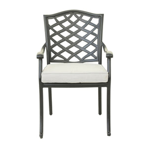 English Elm Dining Arm Chair Cast Silver Set of 2 — Weather-Resistant Aluminum Patio Chairs with Removable Cushions, 250lb Capacity ABQ-AHF-LD15727-1-YB002