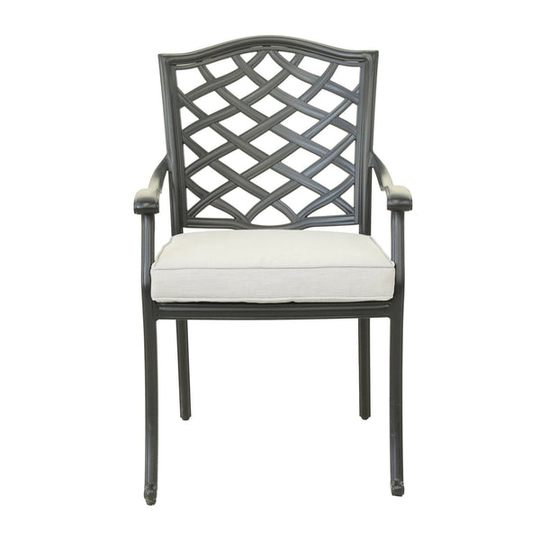 English Elm Dining Arm Chair Cast Silver Set of 2 — Weather-Resistant Aluminum Patio Chairs with Removable Cushions, 250lb Capacity ABQ-AHF-LD15727-1-YB002