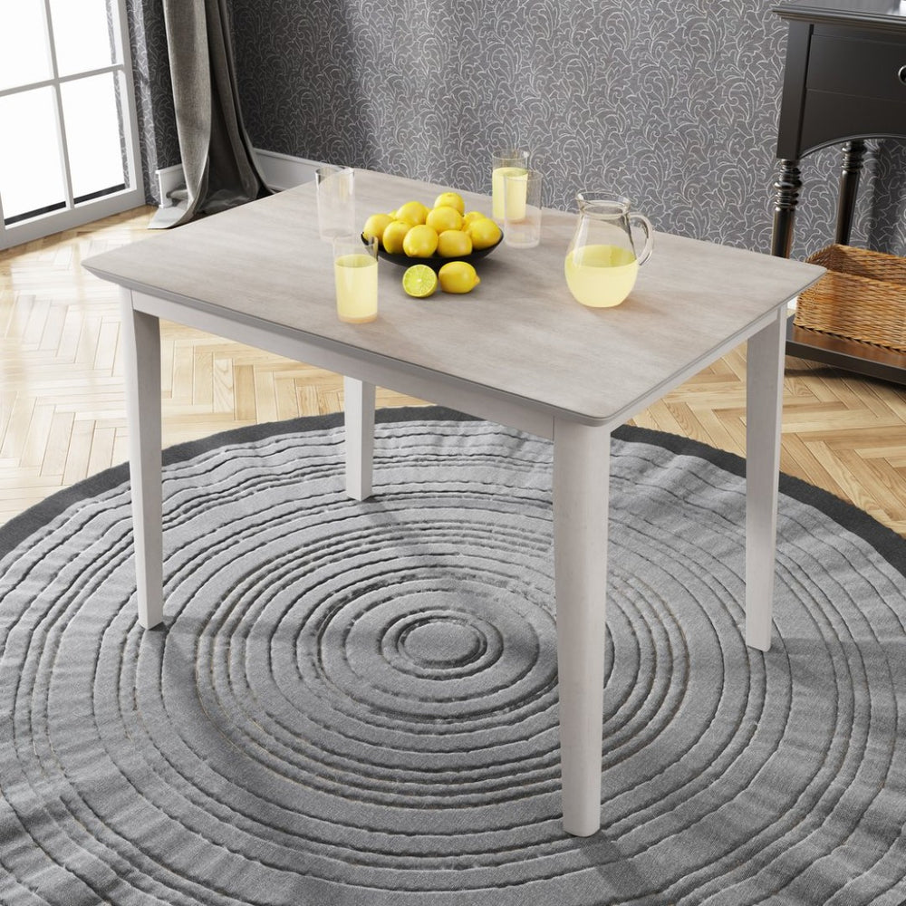 English Elm Topmax Farmhouse Dining Table Solid Rubberwood Legs Two Tone Wood Grain Surface WF280661AAA