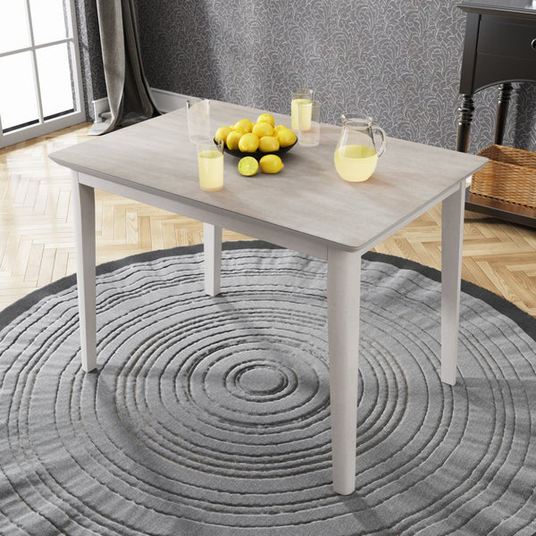 English Elm Topmax Farmhouse Dining Table Solid Rubberwood Legs Two Tone Wood Grain Surface WF280661AAA