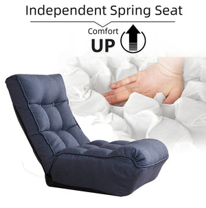 English Elm Single Japanese floor recliner chair - adjustable 3-angle folding tatami sofa for reading, gaming, lounging W24417794