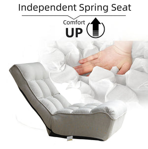 English Elm Single multifunctional folding floor chair – adjustable 3-angle reclining tatami sofa for living room comfort and space-saving convenience W24417861