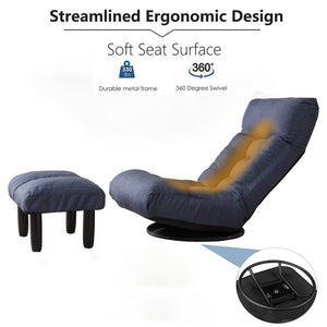 English Elm floor folding reclining chair for living room tatami dormitory—adjustable 3-position comfy space-saving sofa W24417915