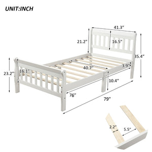 English Elm Wood Sleigh Twin Bed Solid Frame with Curved Headboard and Footboard for Kids Rooms N708P330271K