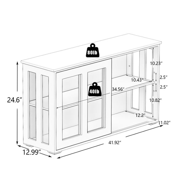 English Elm Bathroom Freestanding Storage Cabinet with Shutter Doors Open Shelf White Mdf W28215277
