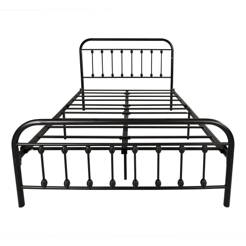 English Elm Metal Victorian Platform Bed Frame Full Size Black with Noise-Free Steel Slats, Underbed Storage, 450lb Capacity W84034826