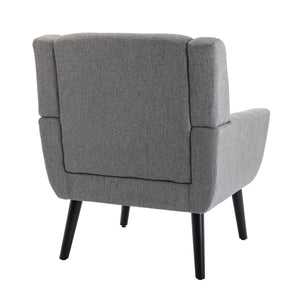 English Elm Modern Soft Linen Ergonomic Accent Chair with Solid Wood Black Legs, Tight Back Support, 250 lb Capacity Light Gray W67634084