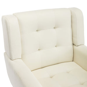 English Elm Modern Soft Linen Ergonomic Accent Chair with Solid Wood Black Legs, Tight Back Support, 250 lb Capacity Beige W67634082