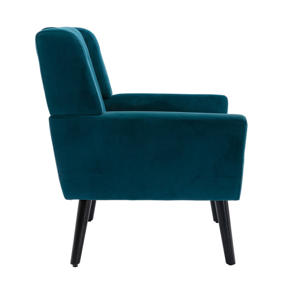 English Elm Modern Velvet Accent Chair with Ergonomic Tight Back, Solid Wood Legs, 250lb Capacity, Cozy Indoor Seating Teal W676P313941