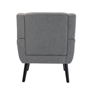 English Elm Modern Soft Linen Ergonomic Accent Chair with Solid Wood Black Legs, Tight Back Support, 250 lb Capacity Light Gray W67634084