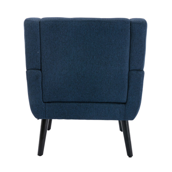 English Elm Modern Soft Linen Ergonomic Accent Chair with Solid Wood Black Legs, Tight Back Support, 250 lb Capacity Blue W67634083