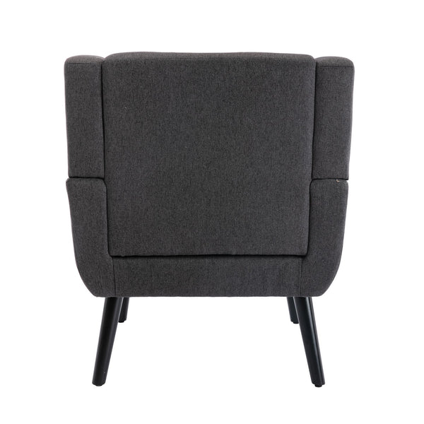 English Elm Modern Soft Linen Ergonomic Accent Chair with Solid Wood Black Legs, Tight Back Support, 250 lb Capacity Dark Gray W67634085
