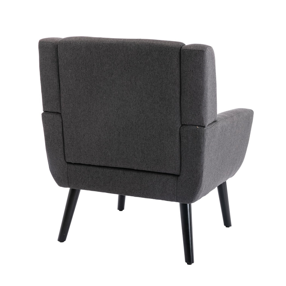 English Elm Modern Soft Linen Ergonomic Accent Chair with Solid Wood Black Legs, Tight Back Support, 250 lb Capacity Dark Gray W67634085