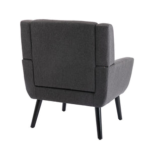 English Elm Modern Soft Linen Ergonomic Accent Chair with Solid Wood Black Legs, Tight Back Support, 250 lb Capacity Dark Gray W67634085