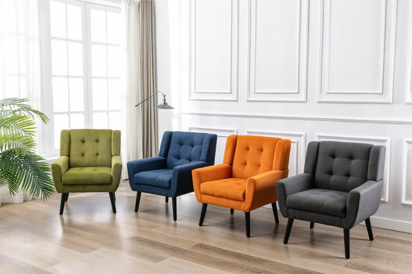 English Elm Modern Velvet Accent Chair with Ergonomic Tight Back, Solid Wood Legs, 250lb Capacity, Cozy Indoor Seating Orange W676P313963