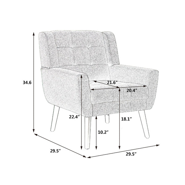 English Elm Modern Soft Velvet Ergonomic Accent Chair with Solid Wood Legs, Tight Back Comfort for Living Room Black W67639363