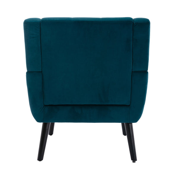 English Elm Modern Velvet Accent Chair with Ergonomic Tight Back, Solid Wood Legs, 250lb Capacity, Cozy Indoor Seating Teal W676P313941