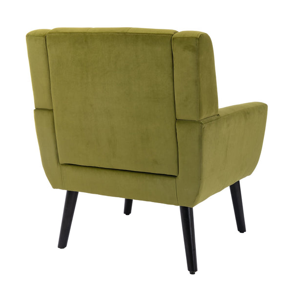 English Elm Modern Velvet Accent Chair with Ergonomic Tight Back, Solid Wood Legs, 250lb Capacity, Cozy Indoor Seating Green W676P313947