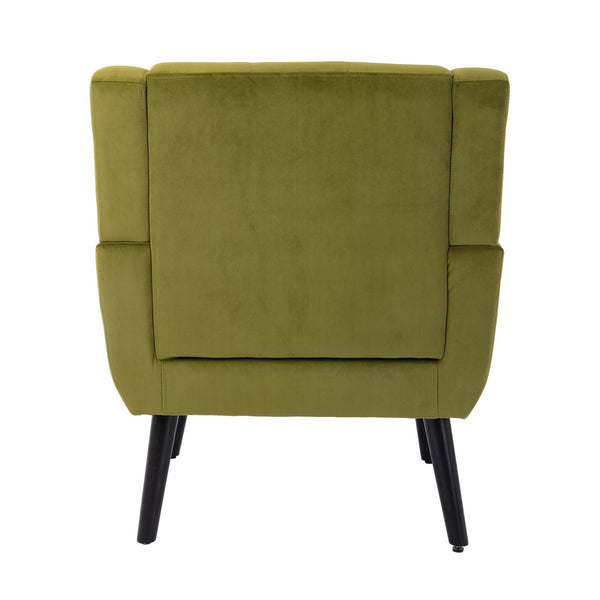 English Elm Modern Velvet Accent Chair with Ergonomic Tight Back, Solid Wood Legs, 250lb Capacity, Cozy Indoor Seating Green W676P313947